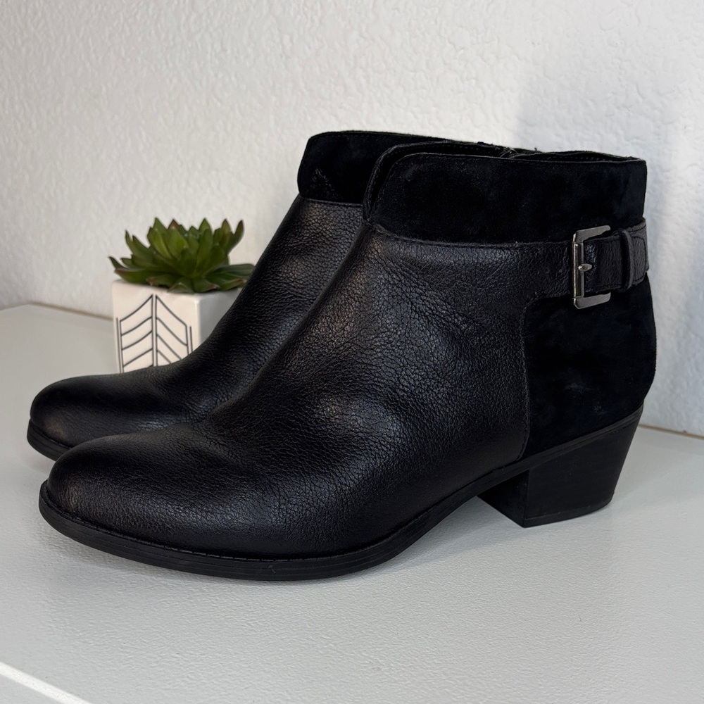 Naturalizer Wanya Black Leather Ankle Boots Size 8.5 W - Picture 4 of 14